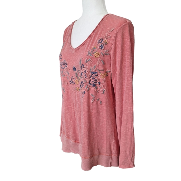 Sundance Friends Always Tunic Pink Embroidered Cotton Floral Raw Edge szM - Picture 9 of 11